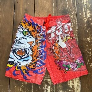 Tattoo Tattoo by Free Spirit Mens Colorful Asian Influenced Swim Trunks Large
